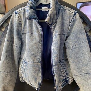 Acid wash Denim Blue jean puffer Jacket